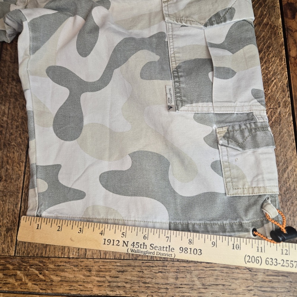 Vintage Y2k Levis Silvertab Camo Baggy Jorts Khaki Sz 34 Camouflage Low Slung - Picture 9 of 9